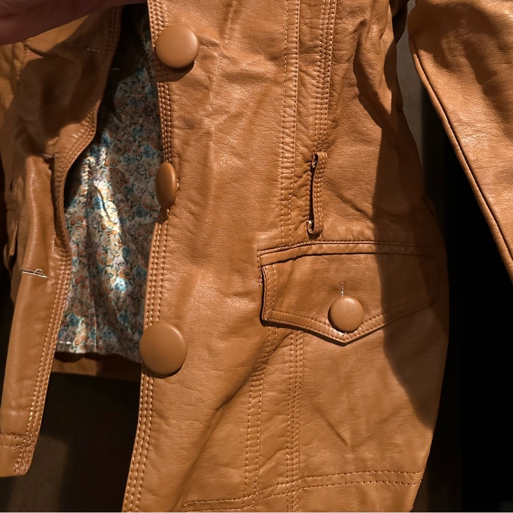 Faux Brown Leather Light Jacket